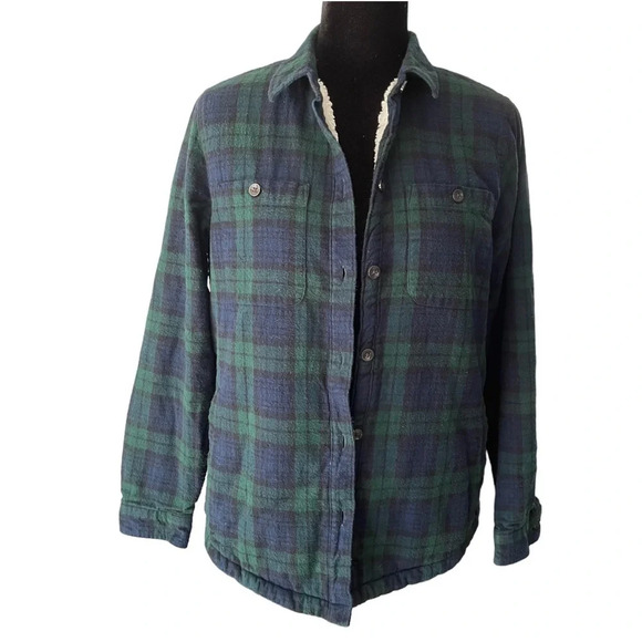 L.L. BEAN Scotch Plaid Flannel Shirt, Sherpa-Lined Shaket Women Small - Picture 1 of 9
